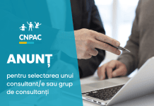 Termen extins: Anunț pentru selectarea unui consultant/e sau grup de consultanți pentru realizarea raportului de evaluare privind pilotarea serviciului social de asistență și reabilitare psihosocială a copilului și familiei